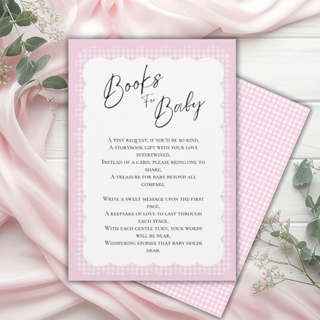 Tarjeta De Recepción Libros para Baby Pink Gingham Enclosure Card (Subido por el creador)