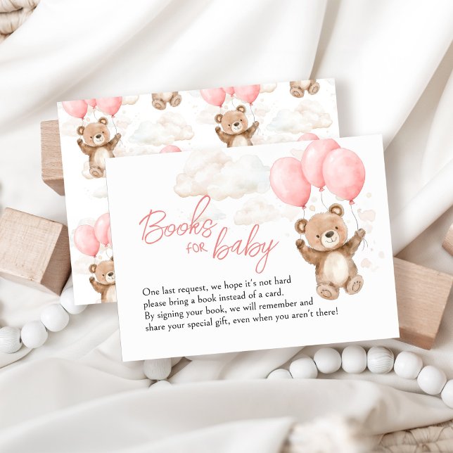 Tarjeta De Recepción Libros para Baby Pink Teddy Bear Baby Shower (Subido por el creador)