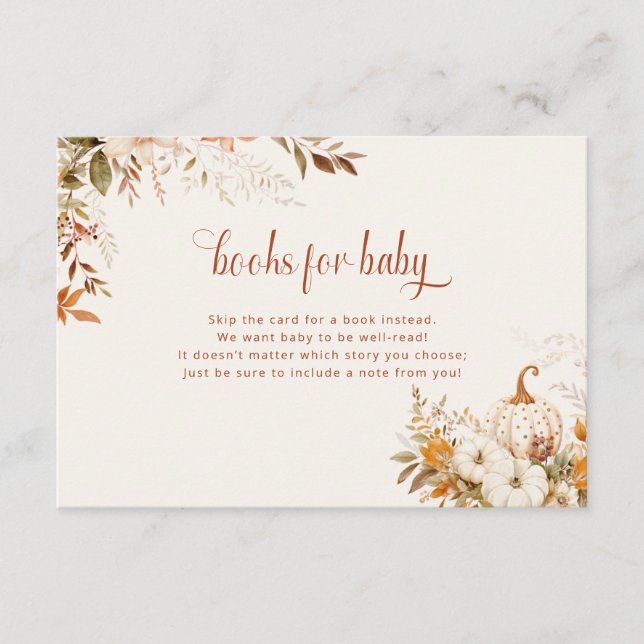 Tarjeta De Recepción Libros para Baby Pumpkin Floral Baby Shower (Anverso)
