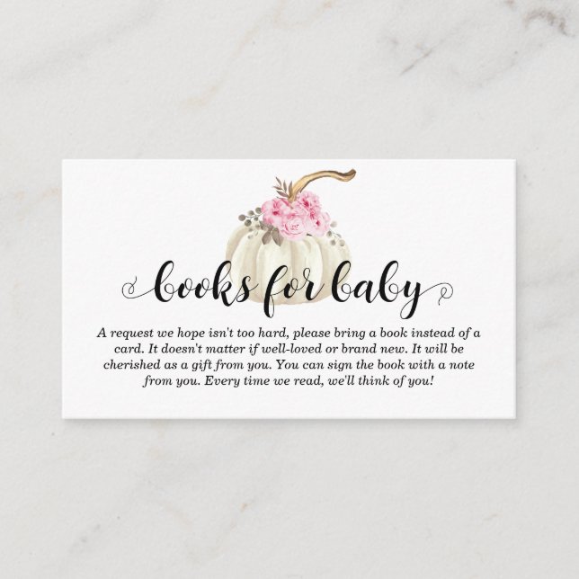 Tarjeta De Recepción Libros para Baby Pumpkin Pink Floral Baby Shower (Anverso)