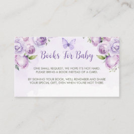 Tarjeta De Recepción Libros para Baby Purple Floral Butterfly Baby Show