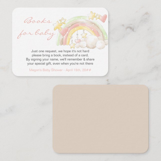 Tarjeta De Recepción Libros para Baby Rainbow y Stars Baby Shower (Anverso / Reverso)