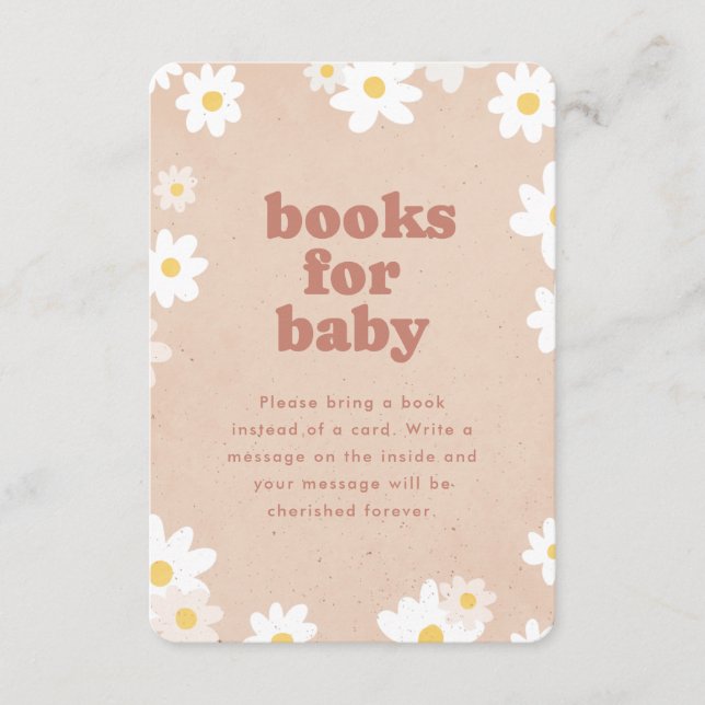Tarjeta De Recepción Libros para Baby Retro Daisies Baby Shower (Anverso)