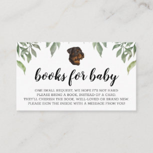 Tarjeta De Recepción Libros para Baby Rottweiler Boho Greenery