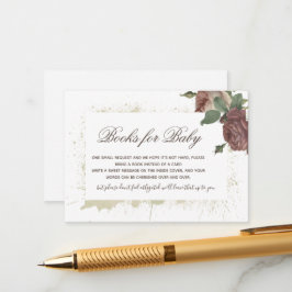 Tarjeta De Recepción Libros para Baby Rustic Floral Rosa Baby Shower En