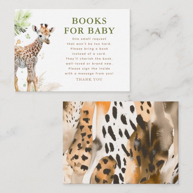 Tarjeta De Recepción Libros para Baby Safari Wildlife Baby Shower (Anverso / Reverso)