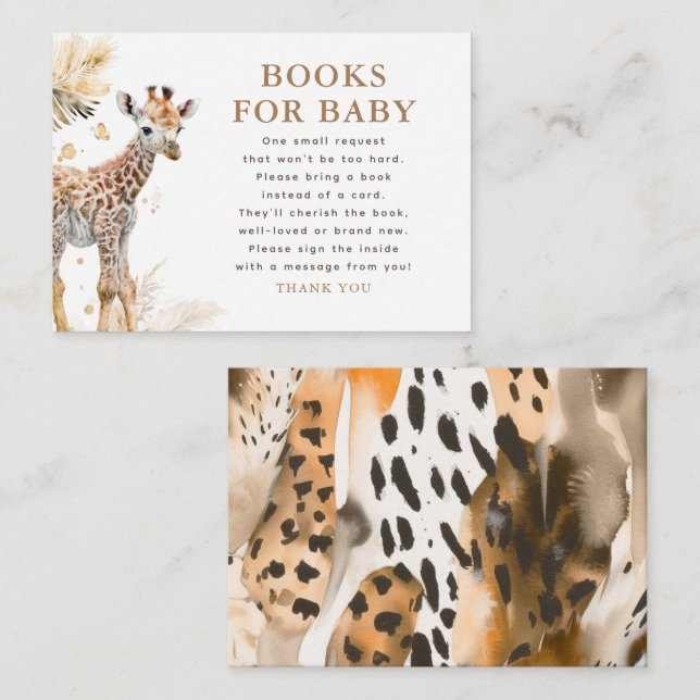 Tarjeta De Recepción Libros para Baby Safari Wildlife Baby Shower (Anverso / Reverso)
