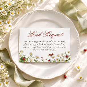 Tarjeta De Recepción Libros para Baby Shower de Bebé Mariquita Flor Sil