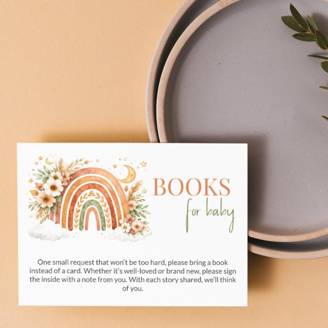 Tarjeta De Recepción Libros para baby shower de Boho Arcoíris para bebé (Subido por el creador)