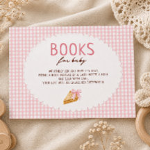 Libros para baby shower de Cutie Pie Pink gingham 