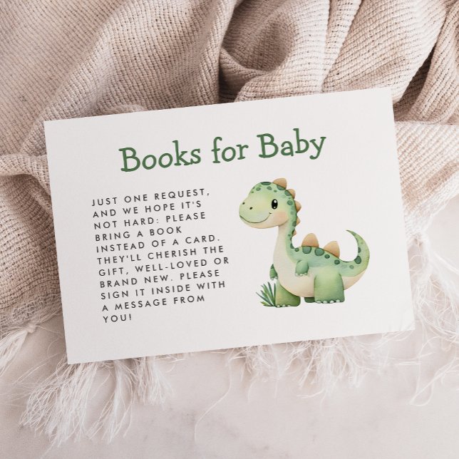 Tarjeta De Recepción Libros para Baby Shower de Dinosaurio Verde Adorab (Subido por el creador)