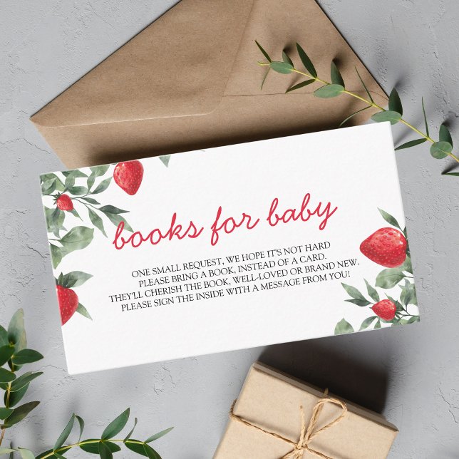 Tarjeta De Recepción Libros para Baby Shower de fresa para bebés (Subido por el creador)