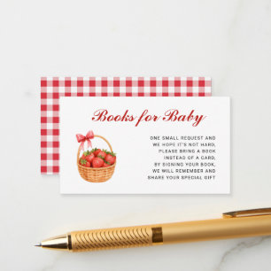 Tarjeta De Recepción Libros para baby shower de niña fresa para bebé