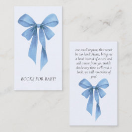 Tarjeta De Recepción Libros para Baby Shower de Niño con Lazo Azul Suav