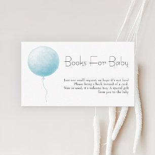 Tarjeta De Recepción Libros para Baby Shower de Niño Globo Azul Pastel