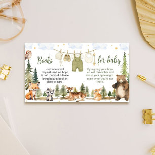 Tarjeta De Recepción Libros para baby shower de temática bosque para be