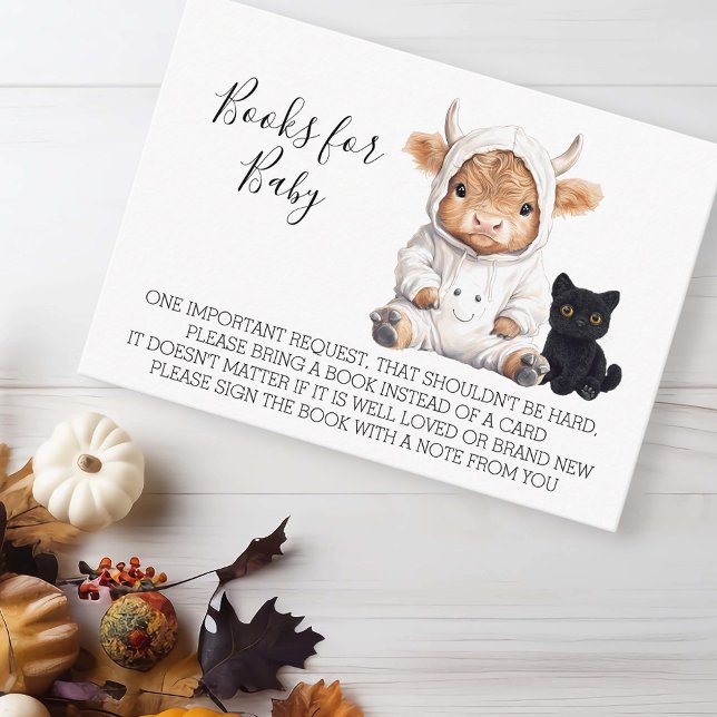 Tarjeta De Recepción Libros para Baby Shower Halloween Highland Cow (Subido por el creador)