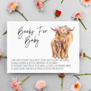 Tarjeta De Recepción Libros para Baby Shower Highland Cow