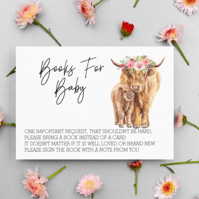 Tarjeta De Recepción Libros para Baby Shower Highland Cow (Subido por el creador)