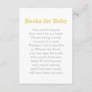 Tarjeta De Recepción Libros para Baby Shower Solicitan amarillo y gris