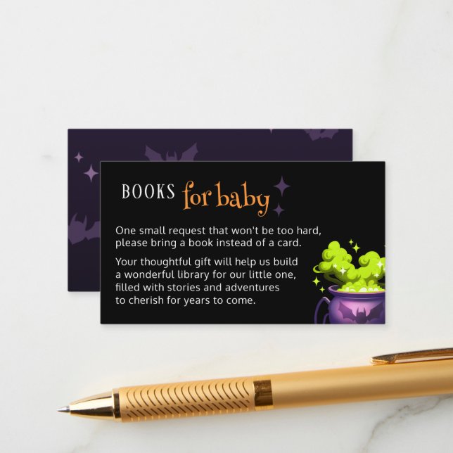 Tarjeta De Recepción Libros para Baby Spooky Green Cauldron Baby Shower (Anverso/Reverso In Situ)