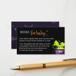 Tarjeta De Recepción Libros para Baby Spooky Green Cauldron Baby Shower