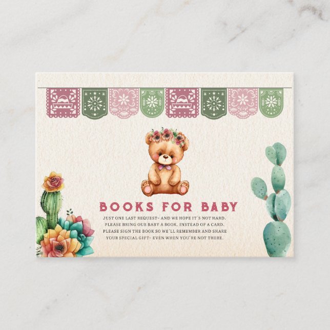 Tarjeta De Recepción Libros para Baby Taco Teddy Bear Baby Shower Fiest (Anverso)