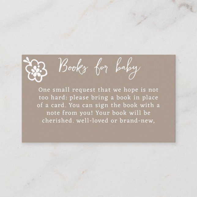 Tarjeta De Recepción Libros para Baby Tan Brown Spring Baby Shower (Anverso)
