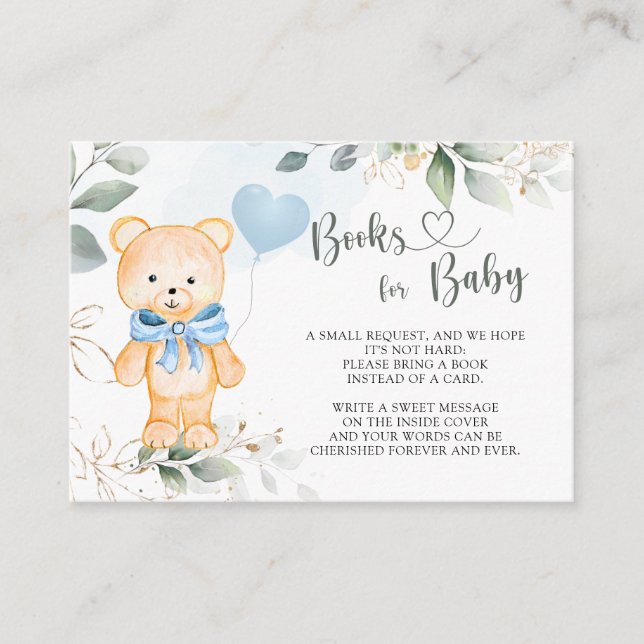 Tarjeta De Recepción Libros para Baby Teddy Bear Greenerenery Foliage I (Anverso)