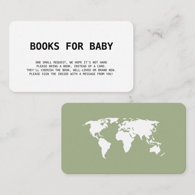 Tarjeta De Recepción Libros para Baby Travel Boarding Pass Sage Green (Anverso / Reverso)