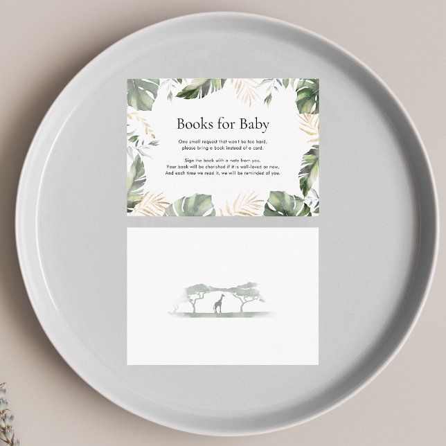 Tarjeta De Recepción Libros para Baby Tropical Palm Safari Baby Shower (Books Request Jungle Baby Shower Enclosure)