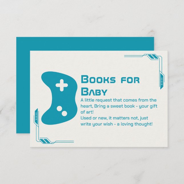 Tarjeta De Recepción Libros para Baby Video Game Controller Baby Shower (Anverso / Reverso)