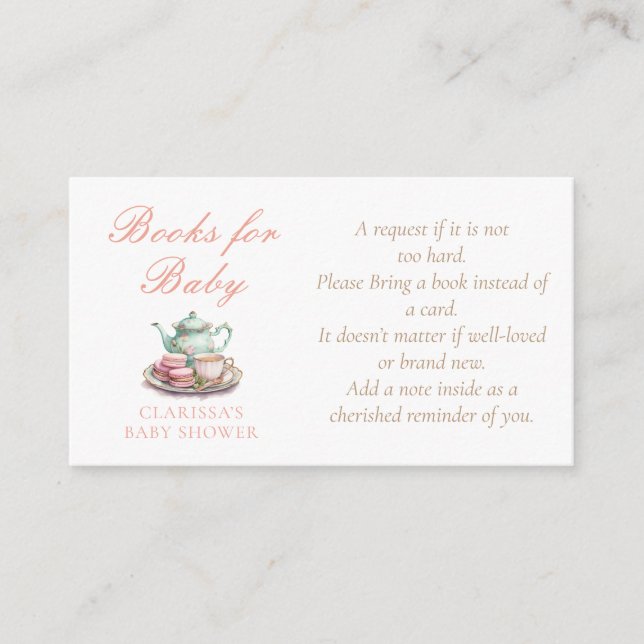 Tarjeta De Recepción Libros para Baby Watercolor Baby Shower (Anverso)