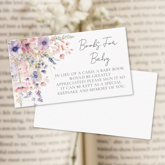 Tarjeta De Recepción Libros Para Baby Wildflower Floral Baby Shower (Books For Baby Wildflower Floral Baby Shower Enclosure Card)