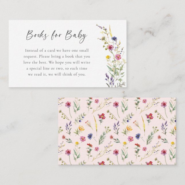 Tarjeta De Recepción Libros Para Baby Wildflower Floral Baby Shower (Anverso / Reverso)