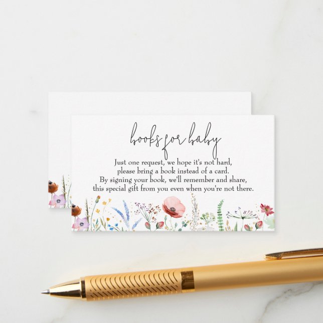 Tarjeta De Recepción Libros para Baby Wildflowers Baby Shower (Anverso/Reverso In Situ)