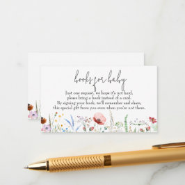 Tarjeta De Recepción Libros para Baby Wildflowers Baby Shower