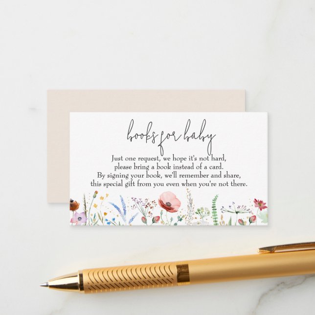 Tarjeta De Recepción Libros para Baby Wildflowers Baby Shower (Anverso/Reverso In Situ)