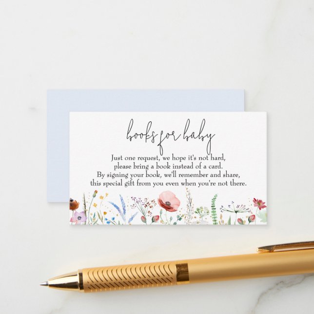 Tarjeta De Recepción Libros para Baby Wildflowers Boy Baby Shower (Anverso/Reverso In Situ)