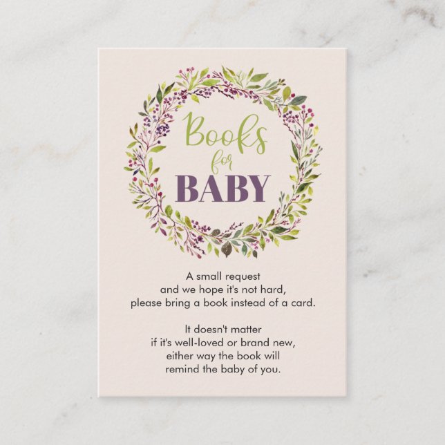 Tarjeta De Recepción Libros para Baby Wreath Baby Shower (Anverso)