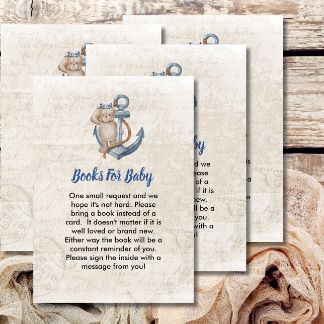 Tarjeta De Recepción Libros para Bebé Ahoy es un tema de chicos náutico (Subido por el creador)
