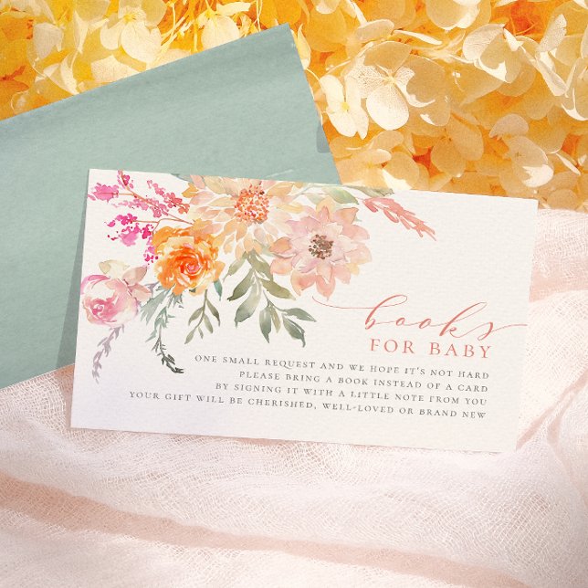 Tarjeta De Recepción Libros para Bebé | Ajuar de primavera Blush & Teal (Subido por el creador)