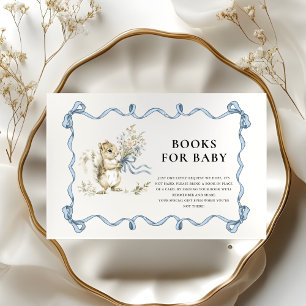 Tarjeta De Recepción Libros para Bebé Ardilla del Bosque Lazo Azul
