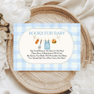 Tarjeta De Recepción Libros para bebé Baby-Q Blue Gingham Baby Shower