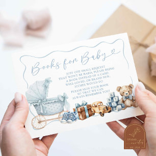 Tarjeta De Recepción Libros para bebé Blue Coquette Carriage Baby Showe