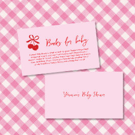 Tarjeta De Recepción Libros Para Bebé Bow Cherry Pink & Red Hand Drake
