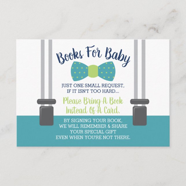 Tarjeta De Recepción Libros para bebé, Bow Tie Baby Shower (Anverso)