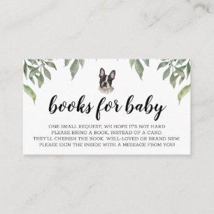 Tarjeta De Recepción Libros para bebé Bulldog francés Boho Greenery