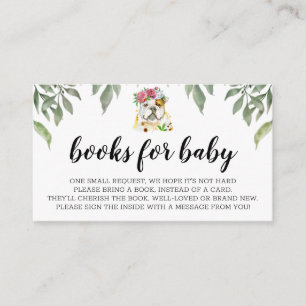 Tarjeta De Recepción Libros para bebé Bulldog inglés Boho Greenery