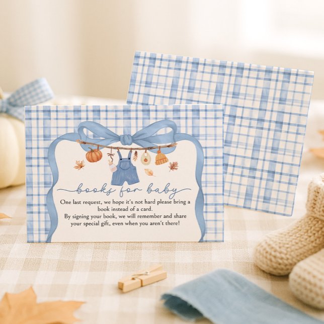 Tarjeta De Recepción Libros Para Bebé Calabaza Azul Caída Baby Shower (Subido por el creador)